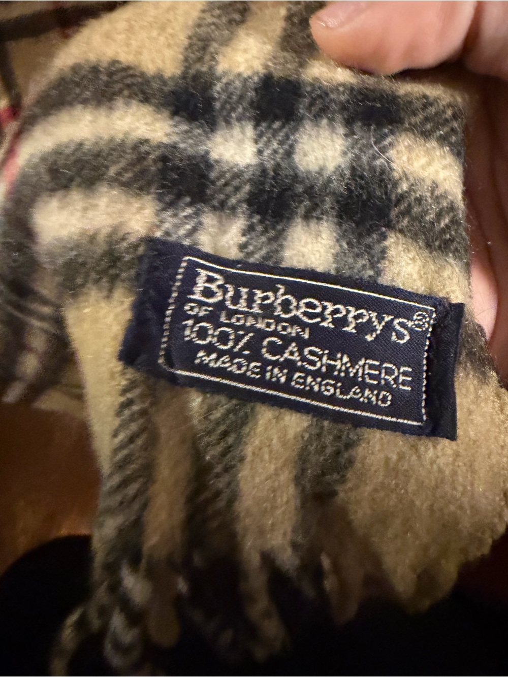 Burberry Check Wool Scarf In One Size - Picture 3 of 3